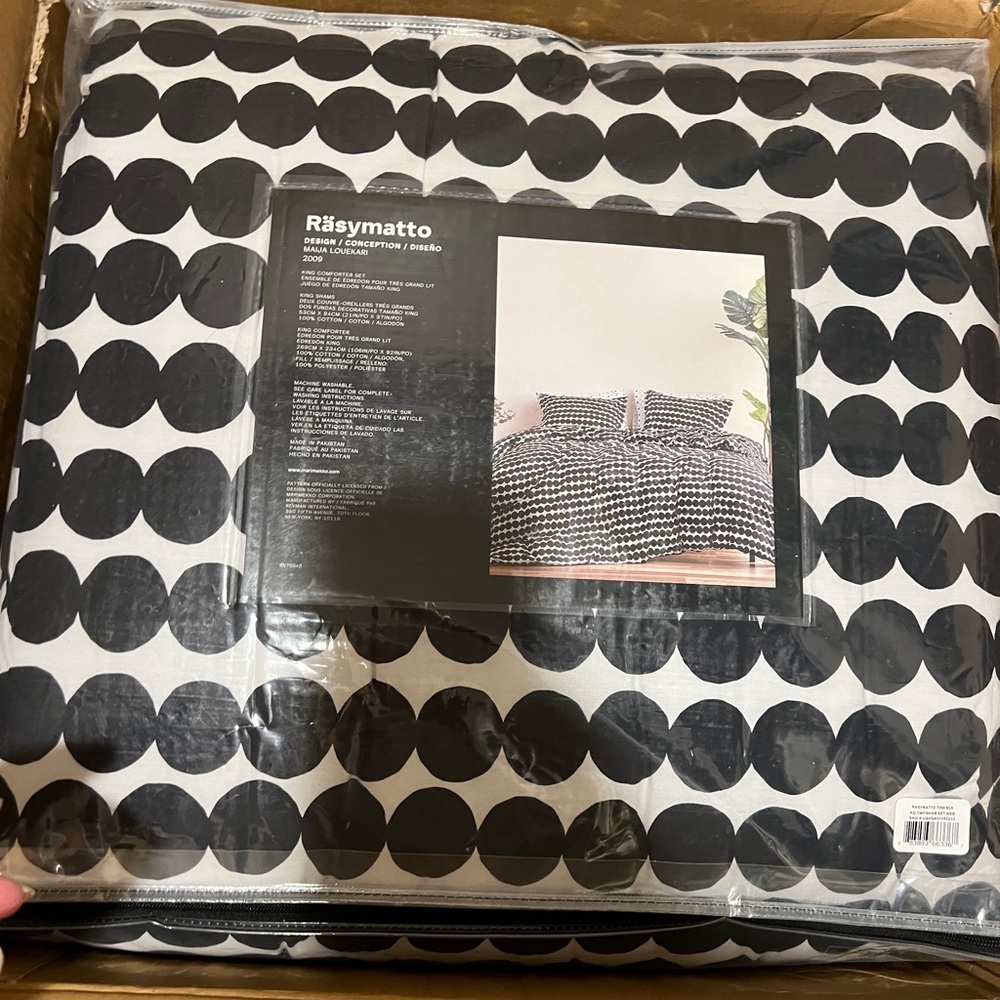NWT Marimekko Rasymatto Black Comforter w/shams KING ORIG 179 NO OFFERS